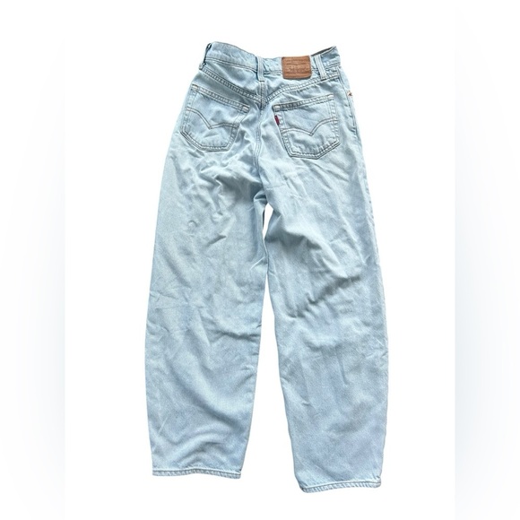 Levi's Premium Balloon Leg Jeans Light Wash Blue High Rise Waist Dad Jokes 24x26 - Picture 8 of 11